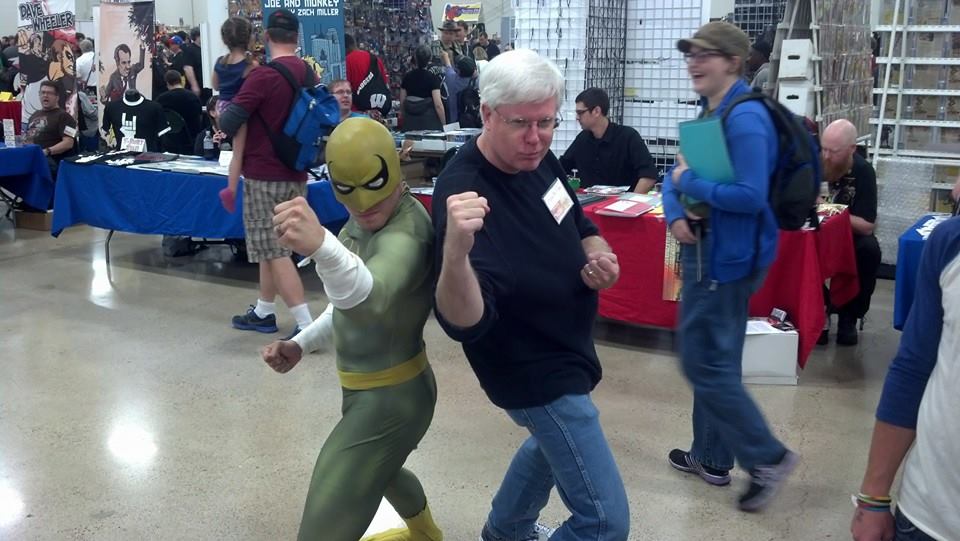 Steven Philip Jones with an Iron Fist Cosplayer at MCBA SpringCon 2014