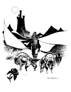 This is S. Clarke Hawbaker's black and white art for the painted cover that appeared on the first issue of the Malibu Graphics adaptation and Caliber Comics' graphic novel of "Dracula."